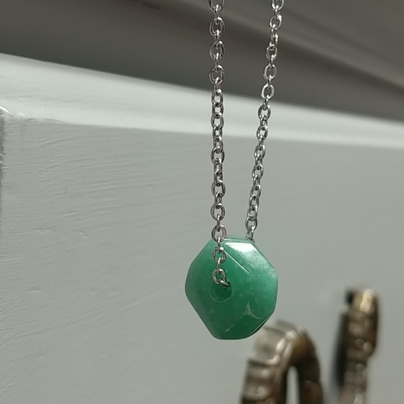 Green Aventurine Necklace Natural Gemstone Crystal Pendant Stainless-Steel 17.7" - Picture 17 of 17